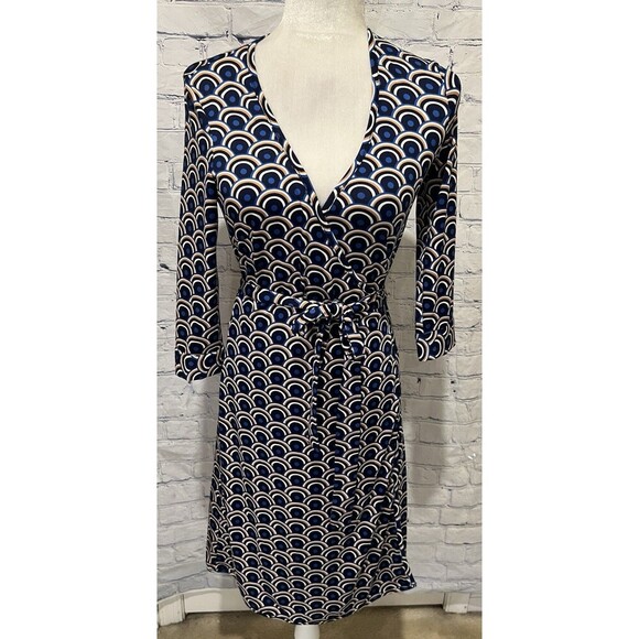 JB by Julie Brown Geometric Print Long Sleeve Wrap Dress - Size XS - Picture 1 of 7